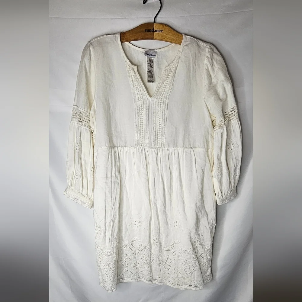 Tommy Bahama St. Lucia Linen-Blend Split-Neck Dress Sz Med $135 - Picture 5 of 13